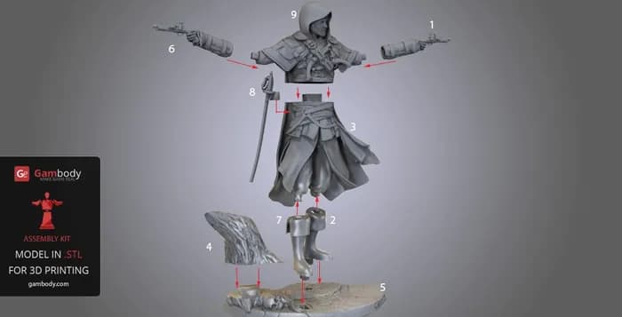 STL - edward kenway 3d model render 2