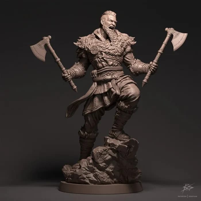 STL - eivor v2 from assassins creed valhalla render 1