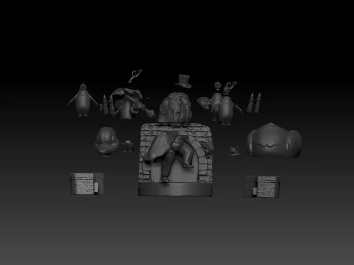 STL - El Pingüino y su pandilla de pingüinos render 2