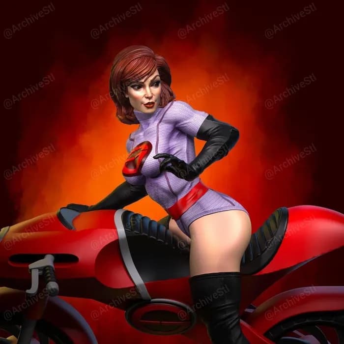STL - elastigirl and elasticycle the incredibles fan art by specialstl