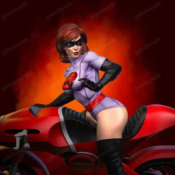 STL - elastigirl and elasticycle the incredibles fan art by specialstl render 3