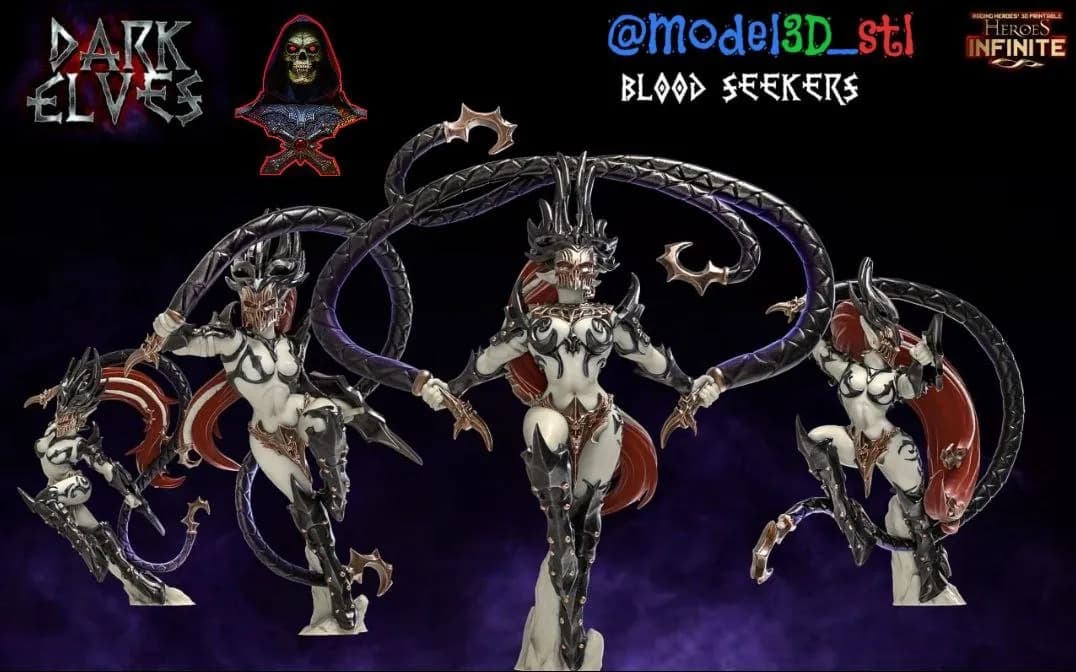 STL - Elfos Oscuros Buscadores de Sangre render 1