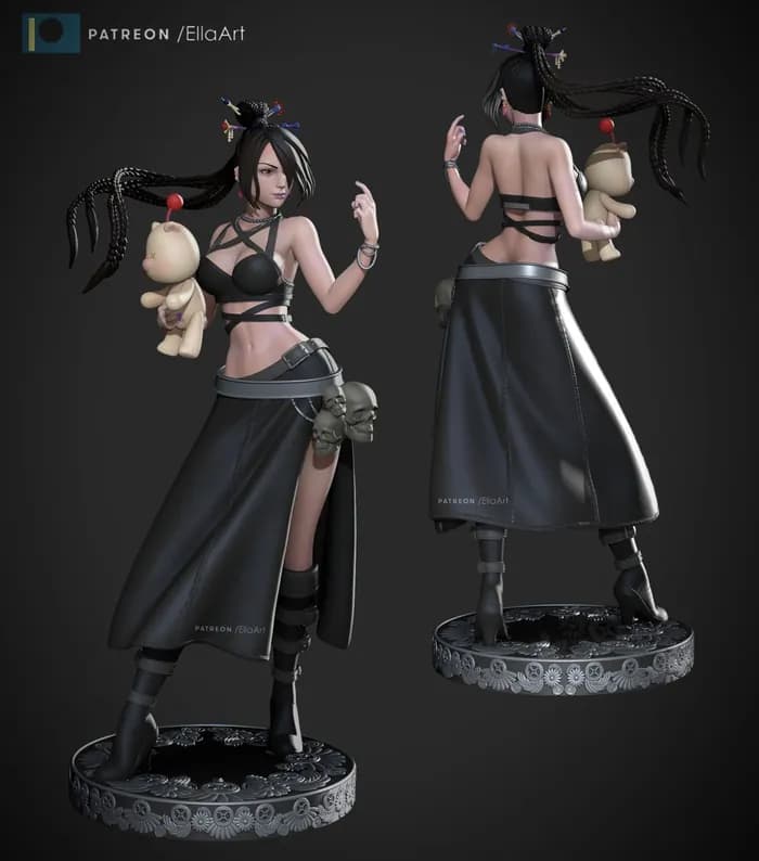 STL - ellaart lulu from final fantasy x v2 render 1