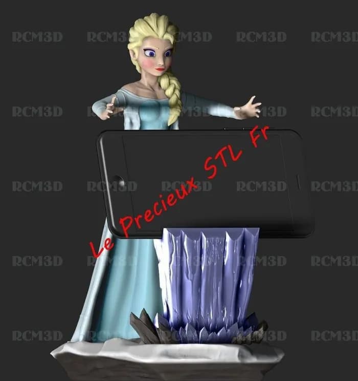 STL - elsa frozen suporte celular render 1