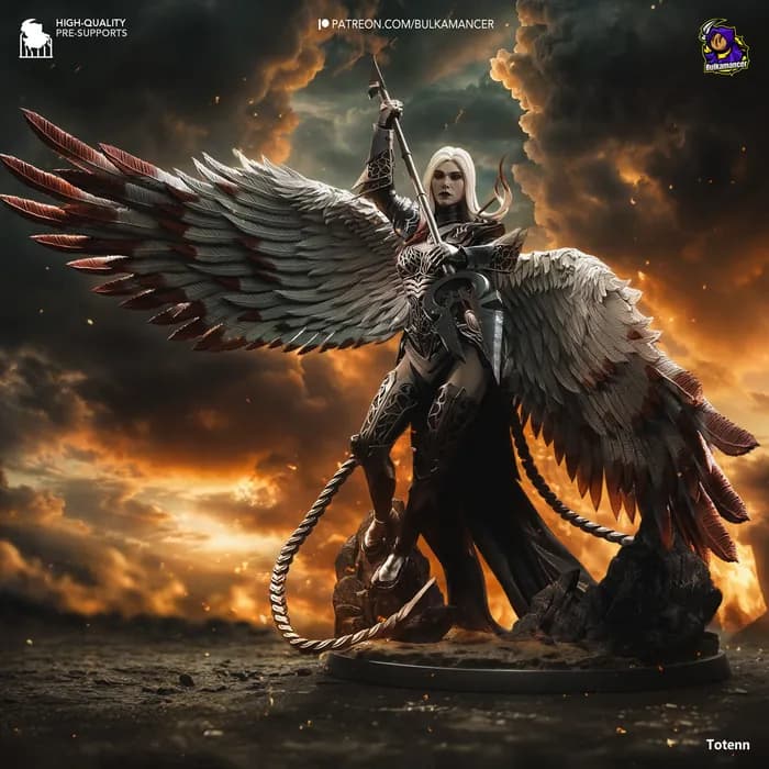 STL - Escultura de Avacyn Guerrero Alado render 2
