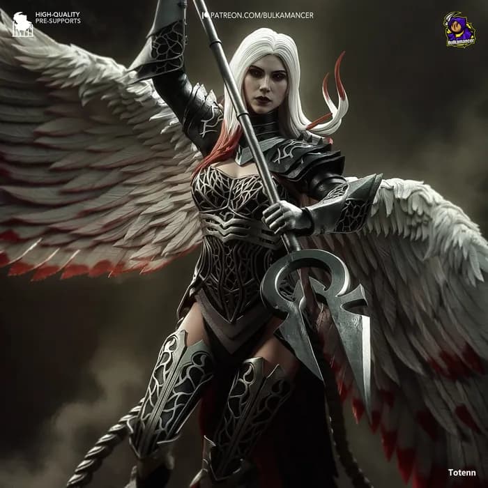STL - Escultura de Avacyn Guerrero Alado render 3