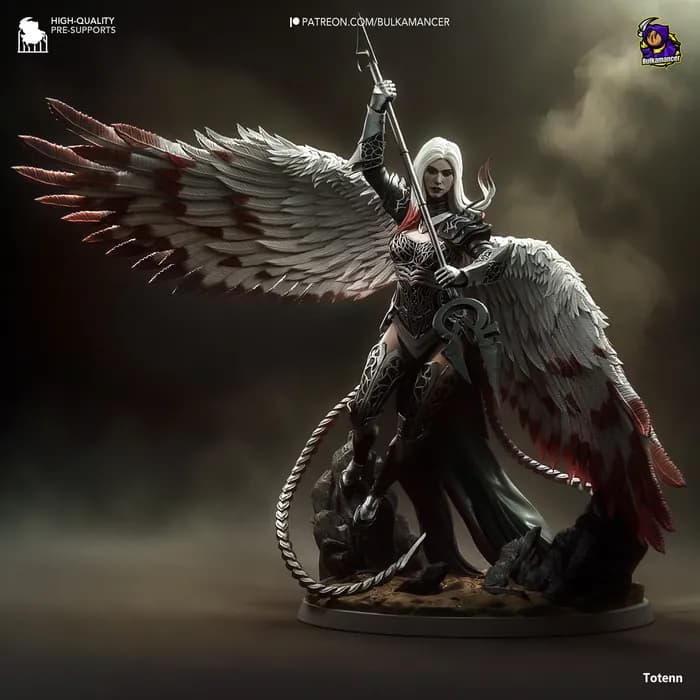 STL - Escultura de Avacyn Guerrero Alado render 4