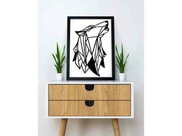 STL - Geometric wolf wall sculpture