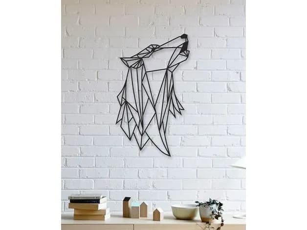 STL - Escultura de pared de lobo geométrico render 2