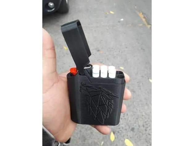 STL - Estuche para cigarros con diseño de león render 1