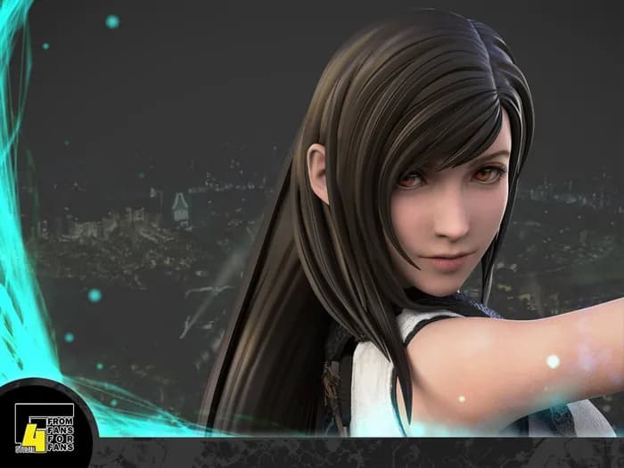 STL - f4 studio final fantasy 7 remake cloud, aerith, tifa diorama render 4