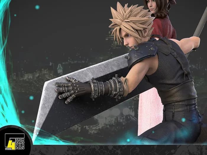 STL - f4 studio final fantasy 7 remake cloud, aerith, tifa diorama render 5