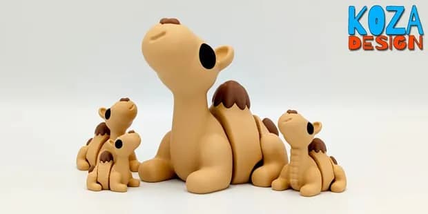 STL - Familia de camellos estilo caricatura render 1