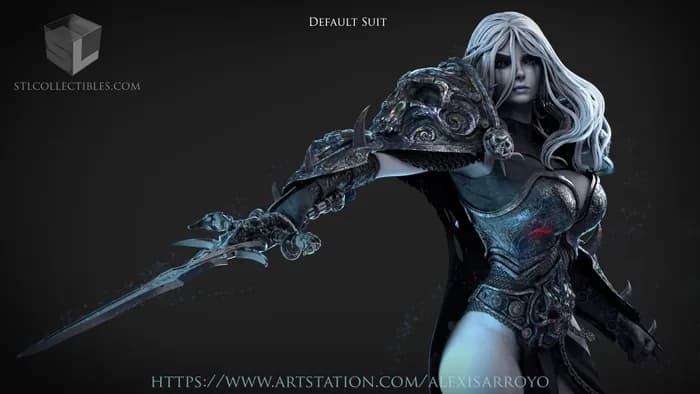 STL - female death knight render 2