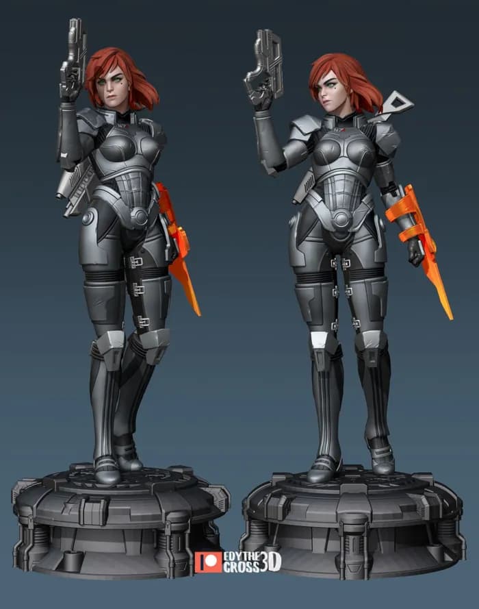 STL - female shapard mass effect render 2