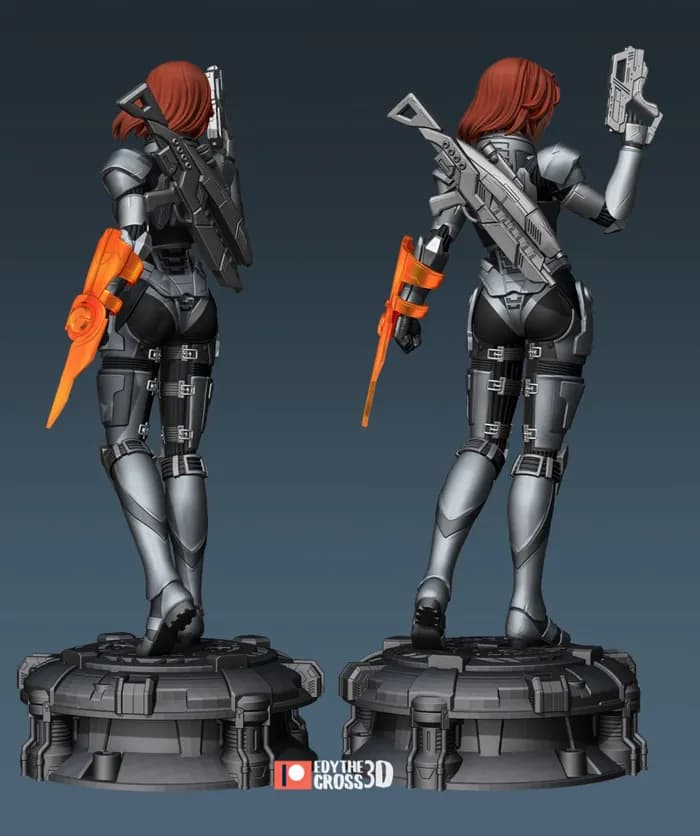 STL - female shapard mass effect render 3