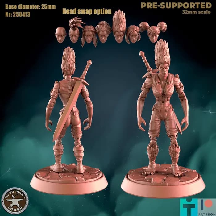 STL - female undead heads render 2