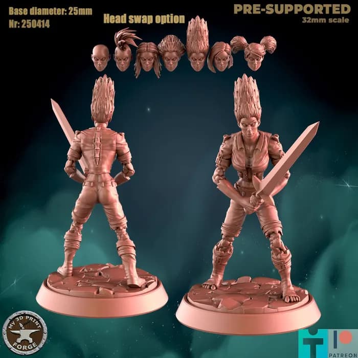 STL - female undead heads render 3