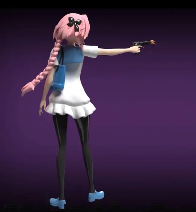 STL - Figura Astolfo Fate Apocrypha con Pistola render 2