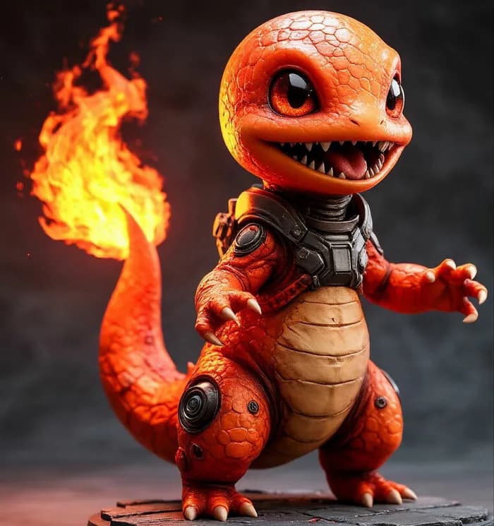STL - Charmander Figure Anime Style with Armor