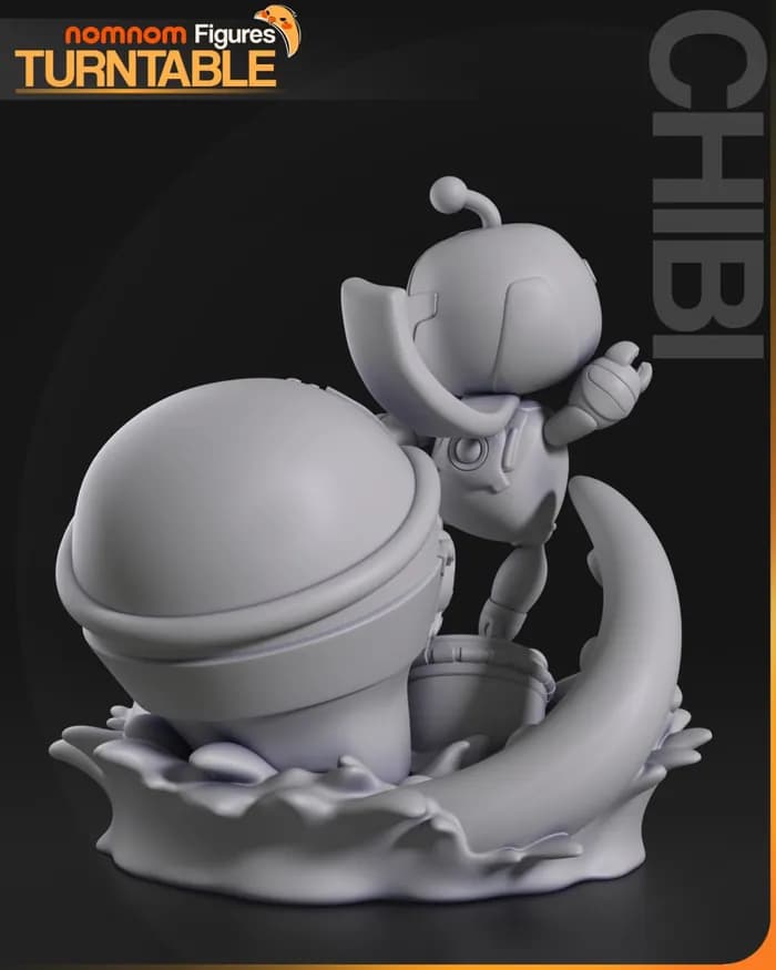STL - Figura chibi astronauta con nave espacial render 2