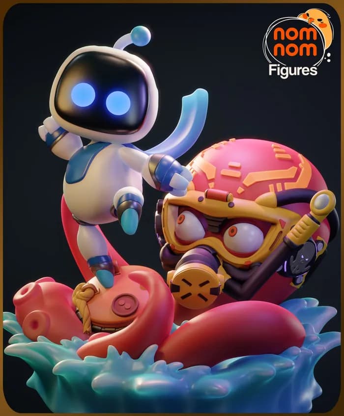 STL - Chibi astronaut figure with spaceship
