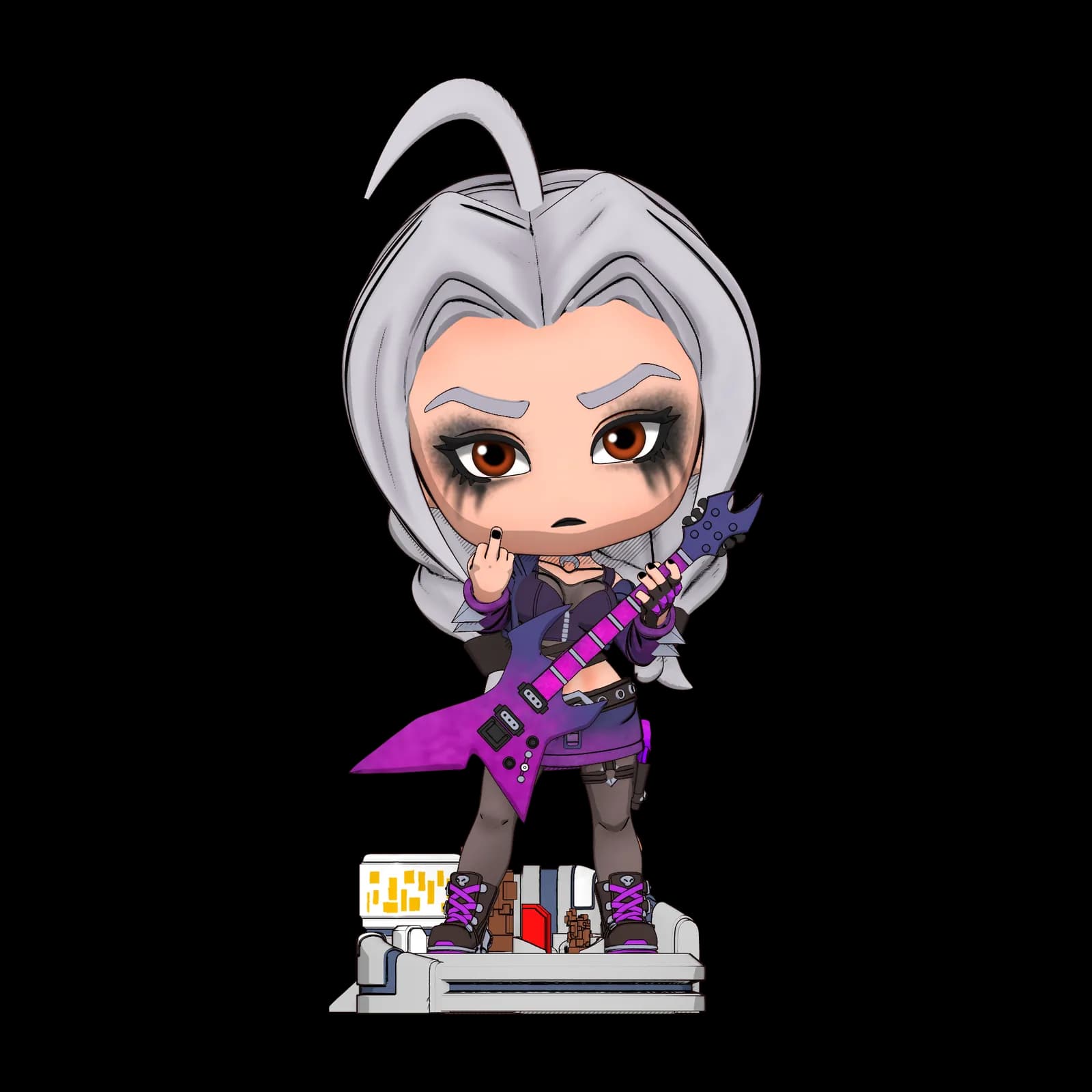 STL - Skadi T3 Arena Chibi Figure with Electric Guitar
