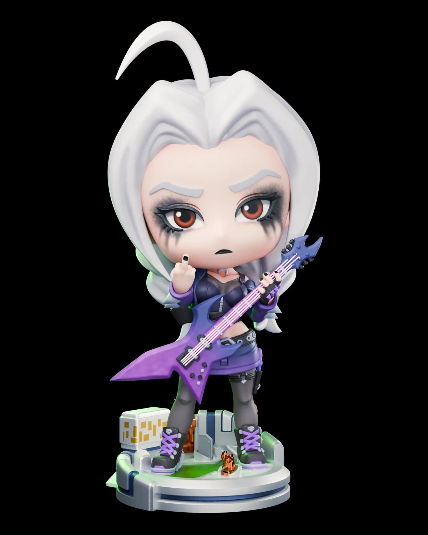 STL - Figura Chibi Skadi T3 Arena con Guitarra Eléctrica render 2