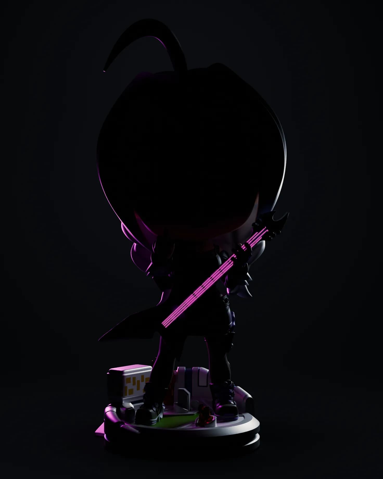 STL - Figura Chibi Skadi T3 Arena con Guitarra Eléctrica render 3