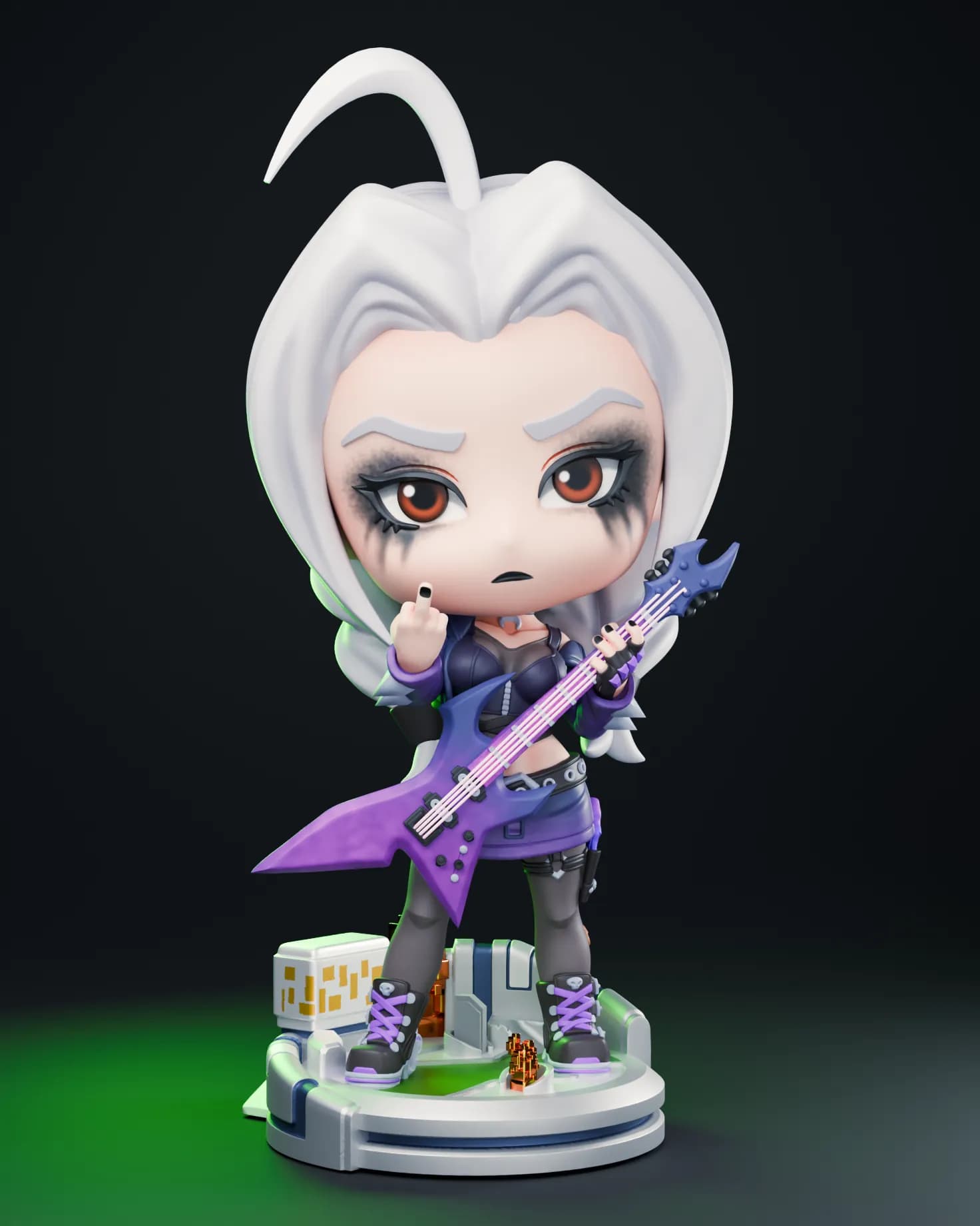 STL - Figura Chibi Skadi T3 Arena con Guitarra Eléctrica render 4