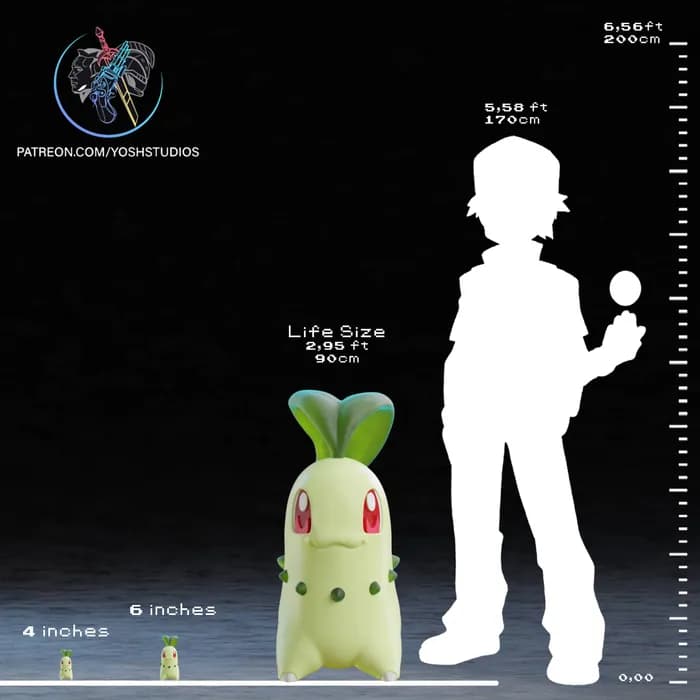 STL - Figura Chikorita tamaño real render 5