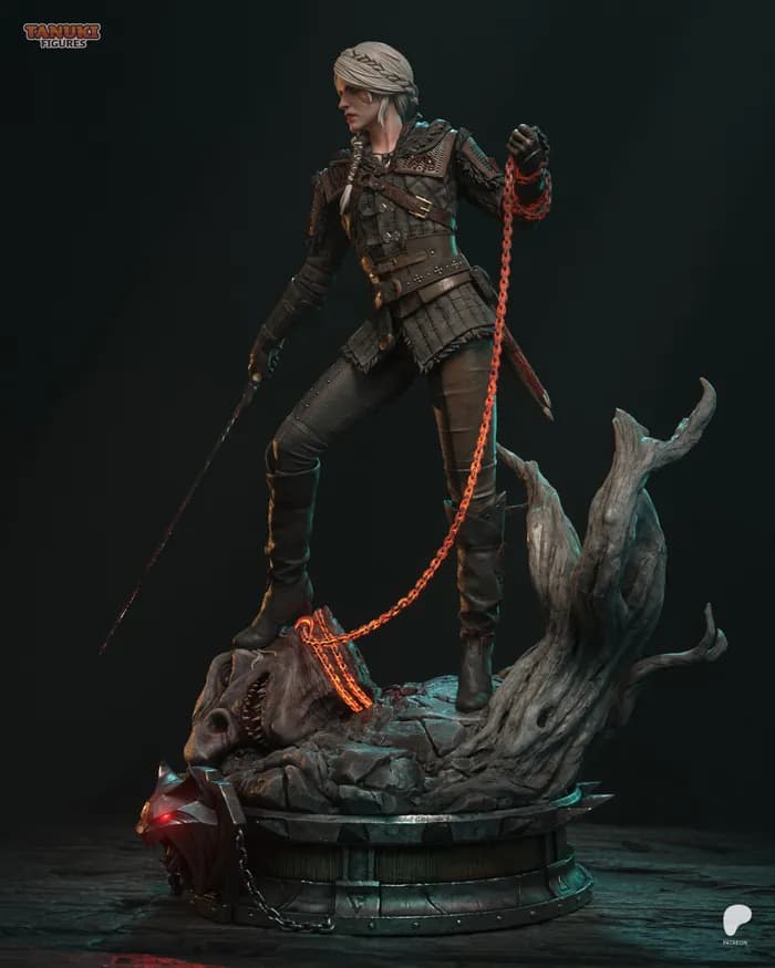 STL - Figura Ciri The Witcher 3 Wild Hunt render 2