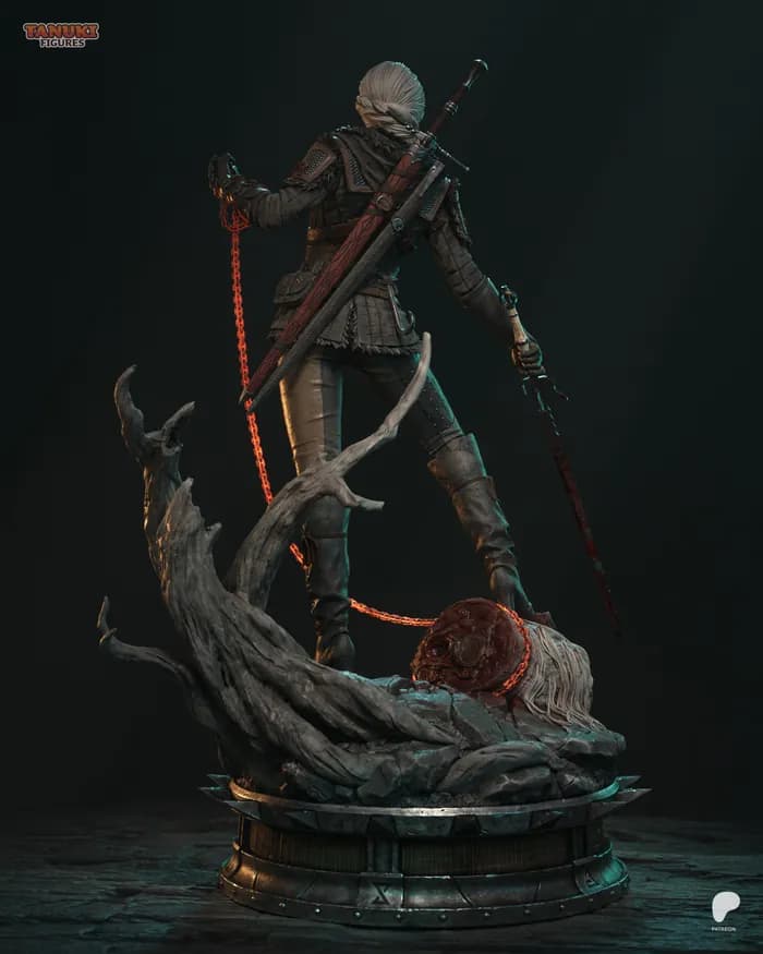 STL - Figura Ciri The Witcher 3 Wild Hunt render 3