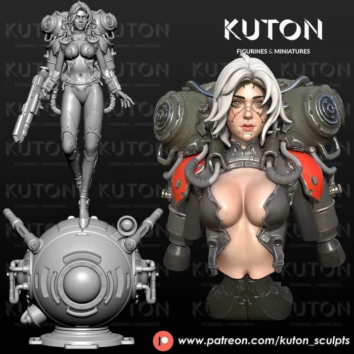 STL - Figura Cyberpunk Femenina con Armadura Pesada