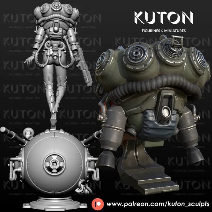 STL - Figura Cyberpunk Femenina con Armadura Pesada render 2