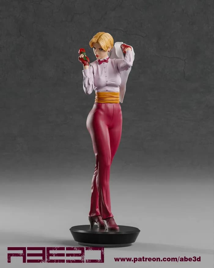 STL - Figura de Acción Femenina con Rosa