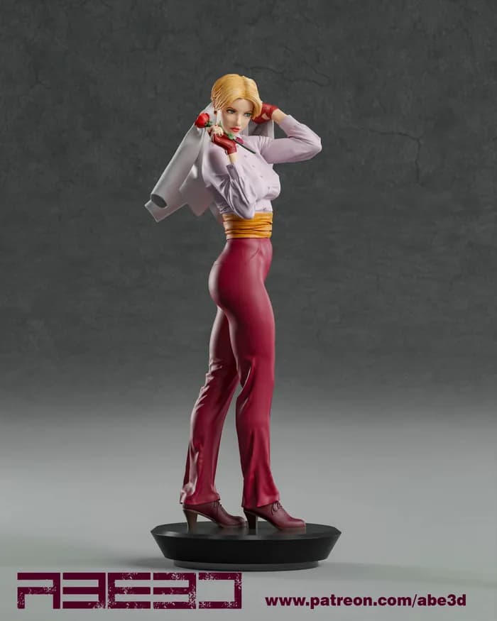 STL - Figura de Acción Femenina con Rosa render 2