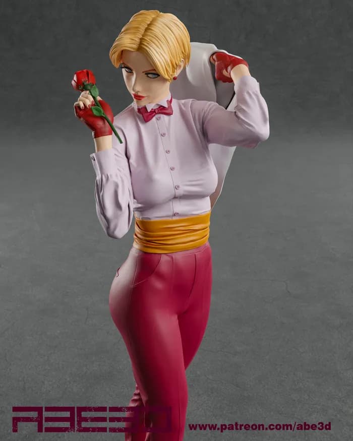 STL - Figura de Acción Femenina con Rosa render 4