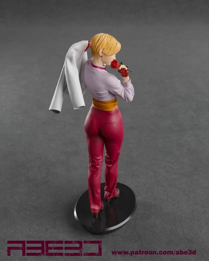 STL - Figura de Acción Femenina con Rosa render 5