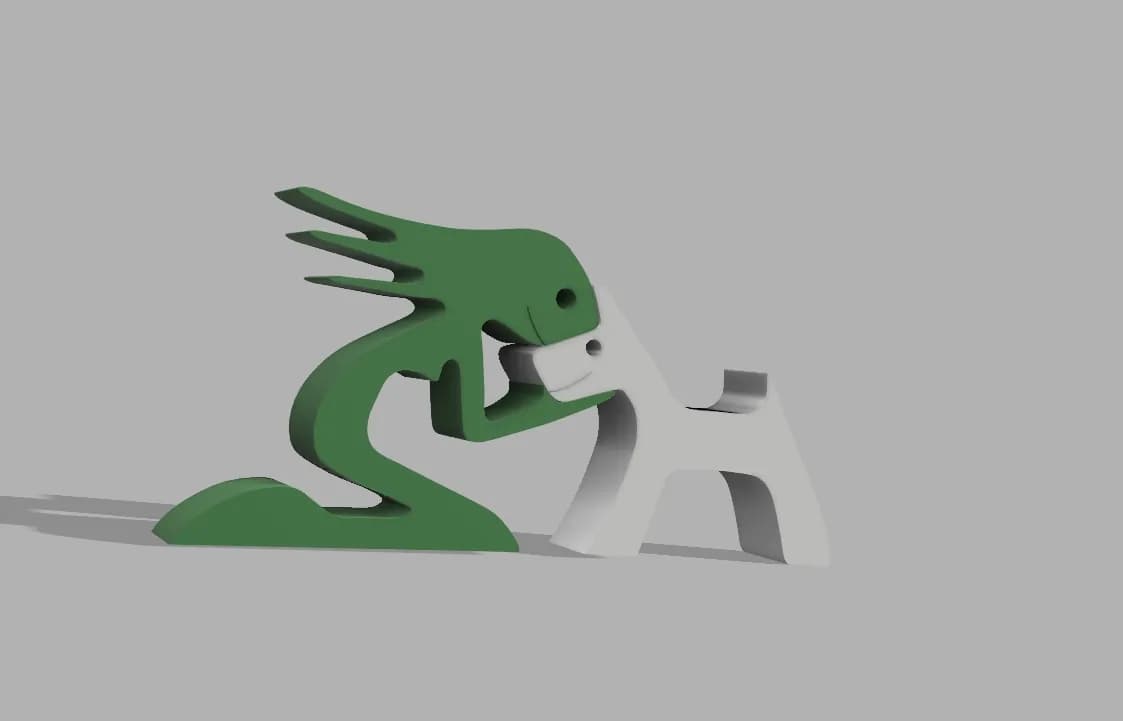 STL - Figura de amor entre animal y humano render 2