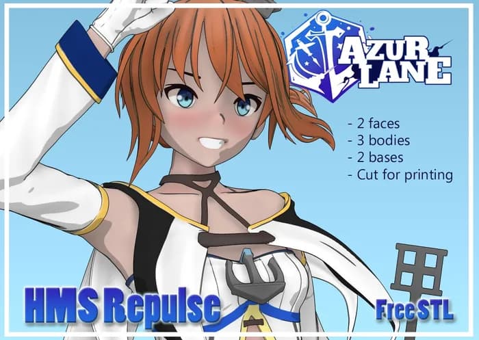 STL - Figura de anime de chica con armadura y espada render 2