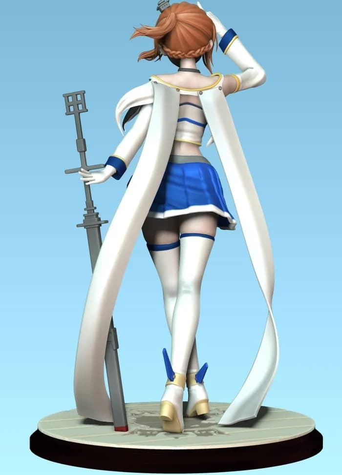 STL - Figura de anime de chica con armadura y espada render 4