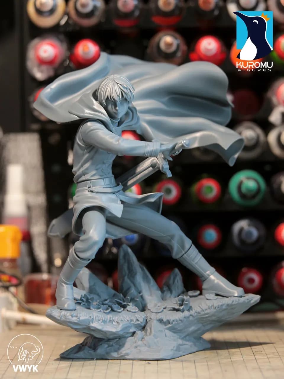 STL - Figura de anime de guerrero con espada render 3