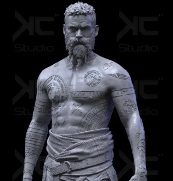 STL - Figura de Baldur del Dios de la Guerra render 1