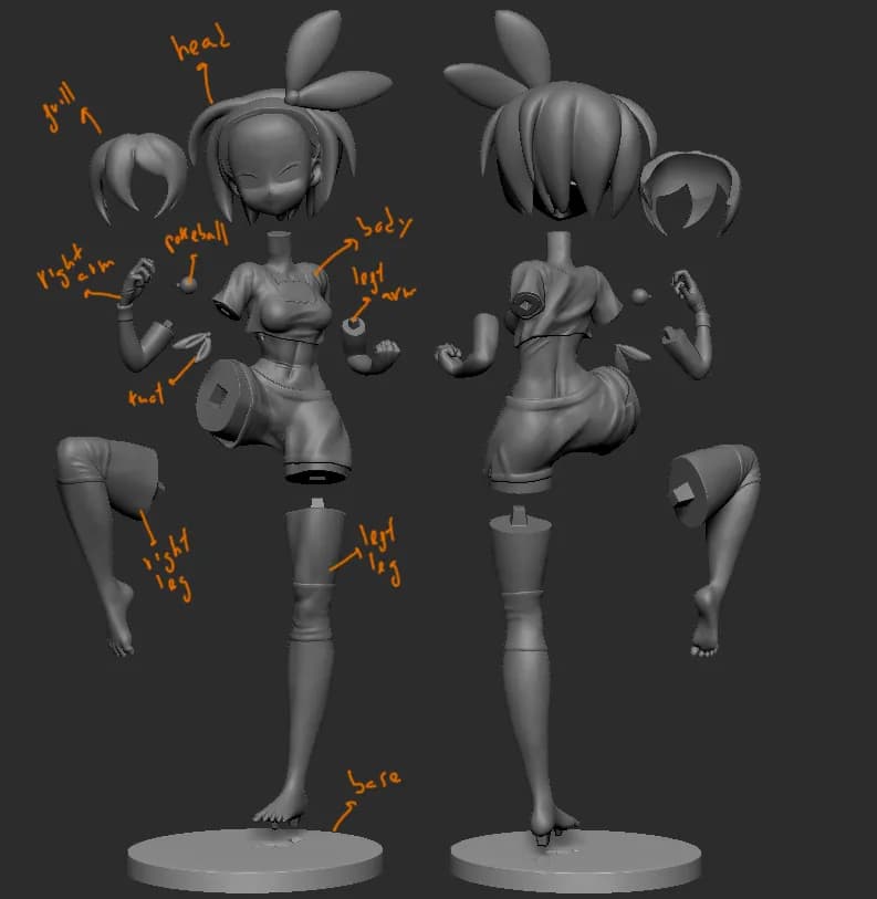 STL - Figura de Bea Estilo Anime render 5