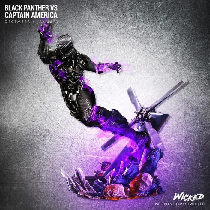 STL - Figura de Black Panther vs Captain America