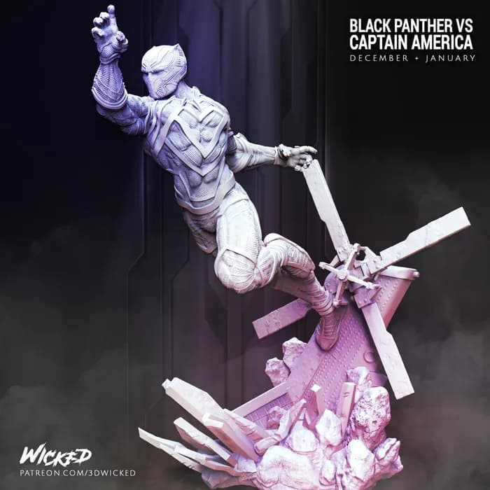 STL - Figura de Black Panther vs Captain America render 3