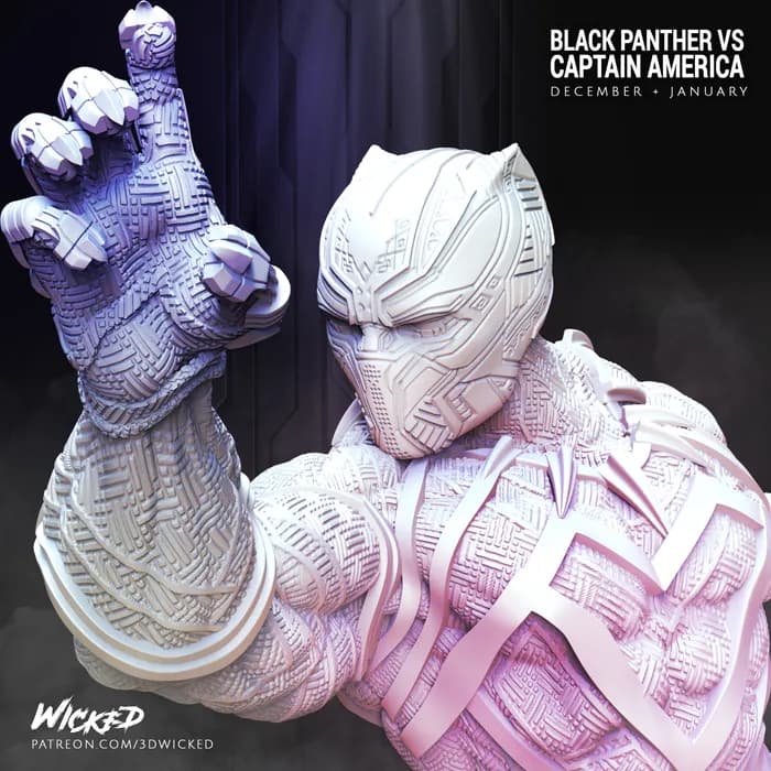 STL - Figura de Black Panther vs Captain America render 4