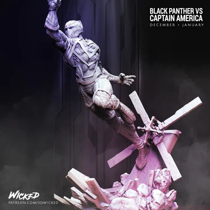 STL - Figura de Black Panther vs Captain America render 5