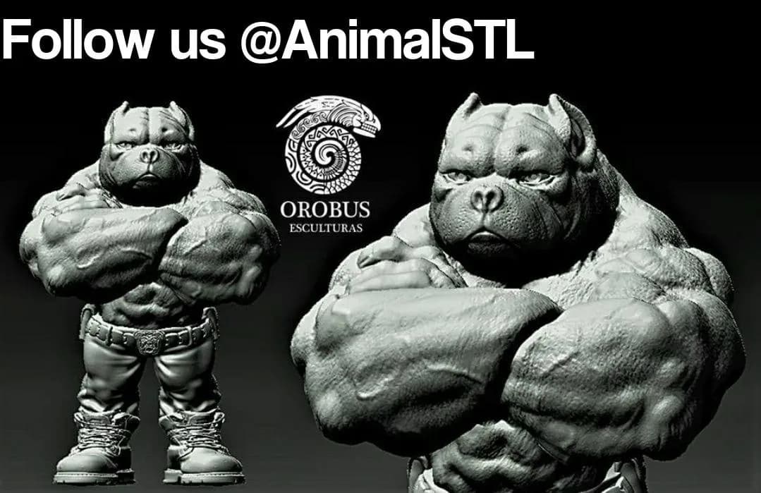 STL - Figura de Bulldog Francés Musculoso render 1